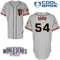 San Francisco Giants #54 Sergio Romo Grey Cool Base Road 2 W 2014 World Series Patch Stitched MLB Je