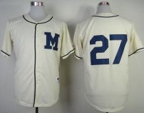 Milwaukee Brewers -27 Carlos Gomez Cream 1913 Turn Back The Clock Stitched MLB Jersey
