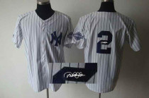 MLB New York Yankees -2 Derek Jeter Stitched White W3000 Hits Patch Autographed Jersey