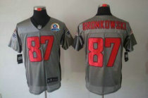 Nike Patriots -87 Rob Gronkowski Grey Shadow With Hall of Fame 50th Patch Stitched NFL Elite Jersey