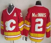 Calgary Flames -2 Al MacInnis Red CCM Throwback Stitched NHL Jersey