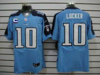 Nike Titans -10 Jake Locker Light Blue Team Color With C Patch Stitched NFL Elite Jersey