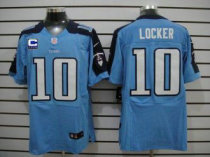 Nike Titans -10 Jake Locker Light Blue Team Color With C Patch Stitched NFL Elite Jersey
