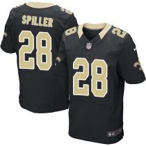 Nike New Orleans Saints #28 CJ Spiller Black Team Color Men's Stitched NFL Elite Jersey