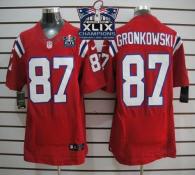 Nike New England Patriots -87 Rob Gronkowski Red Alternate Super Bowl XLIX Champions Patch Mens Stit
