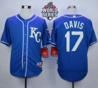 Kansas City Royals -17 Wade Davis Blue Alternate 2 Cool Base W 2015 World Series Patch Stitched MLB