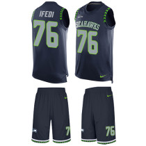 Seahawks -76 Germain Ifedi Steel Blue Team Color Stitched NFL Limited Tank Top Suit Jersey
