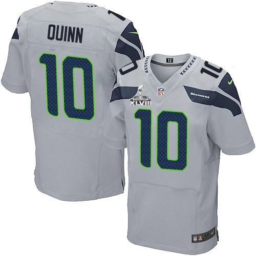 Seattle Seahawks Super Bowl XLVIII #10 Men's Brady Quinn Elite Alternate Grey Jersey