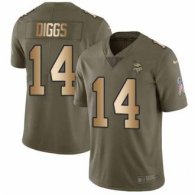 Nike Vikings -14 Stefon Diggs Olive Gold Stitched NFL Limited 2017 Salute To Service Jersey