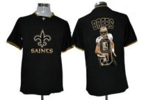 Nike Saints -9 Drew Brees Black NFL Game All Star Fashion Jersey