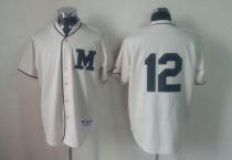 Milwaukee Brewers -12 Martin Maldonado Cream 1913 Turn Back The Clock Stitched MLB Jersey