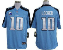 Nike Titans -10 Jake Locker Light Blue Team Color With C Patch Stitched NFL Game Jersey