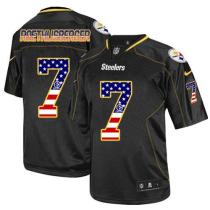 Nike Pittsburgh Steelers #7 Ben Roethlisberger Black Men's Stitched NFL Elite USA Flag Fashion Jerse
