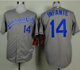 Kansas City Royals -14 Omar Infante Grey Cool Base Stitched MLB Jersey