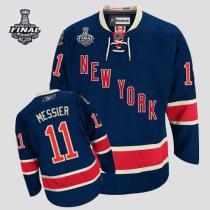 New York Rangers -11 Mark Messier Dark Blue Third With 2014 Stanley Cup Finals Stitched NHL Jersey