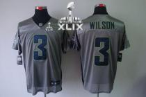 Nike Seattle Seahawks #3 Russell Wilson Grey Shadow Super Bowl XLIX Men‘s Stitched NFL Elite Jersey