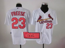 MLB St Louis Cardinals #23 David Freese Stitched White Autographed Jersey