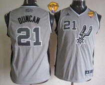San Antonio Spurs #21 Tim Duncan Grey With Finals Patch Youth Stitched NBA Jersey