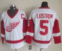 Detroit Red Wings -5 Nicklas Lidstrom White CCM Throwback Stitched NHL Jersey