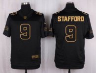 Nike Detroit Lions -9 Matthew Stafford Black Stitched NFL Elite Pro Line Gold Collection Jersey