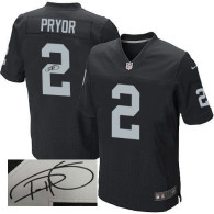Nike NFL Men Oakland Raiders #2 Terrelle Pryor Elite Black Autographed Stitched Jersey