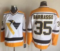 Pittsburgh Penguins -35 Tom Barrasso White Yellow CCM Throwback Stitched NHL Jersey