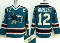San Jose Sharks -12 Patrick Marleau Teal Autographed Stitched NHL Jersey