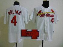 MLB St Louis Cardinals #4 Yadier Molina Stitched White Autographed Jersey