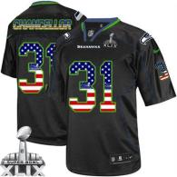 Nike Seattle Seahawks #31 Kam Chancellor Black Super Bowl XLIX Men's Stitched NFL Elite USA Flag Fas