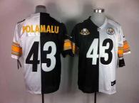 Nike Pittsburgh Steelers #43 Troy Polamalu White Black With 80TH Patch Men's Stitched NFL Elite Spli