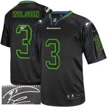 Nike Seattle Seahawks #3 Russell Wilson Lights Out Black Men‘s Stitched NFL Elite Autographed Jersey