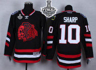 Chicago Blackhawks -10 Patrick Sharp Black Red Skull 2014 Stadium Series 2015 Stanley Cup Stitched N