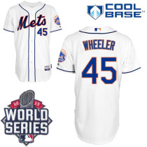New York Mets -45 Zack Wheeler White Cool Base W 2015 World Series Patch Stitched MLB Jersey