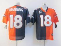 Nike Denver Broncos #18 Peyton Manning Orange Navy Blue Men's Stitched NFL Elite Split Jersey