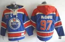 Edmonton Oilers -97 Connor McDavid Light Blue Sawyer Hooded Sweatshirt Stitched NHL Jersey