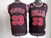 Chicago Bulls -33 Scottie Pippen Black With Red Strip Throwback Stitched NBA Jersey
