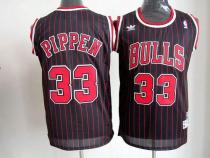 Chicago Bulls -33 Scottie Pippen Black With Red Strip Throwback Stitched NBA Jersey