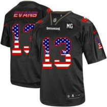 Nike Buccaneers -13 Mike Evans Black With MG Patch Stitched NFL Elite USA Flag Fashion Jersey