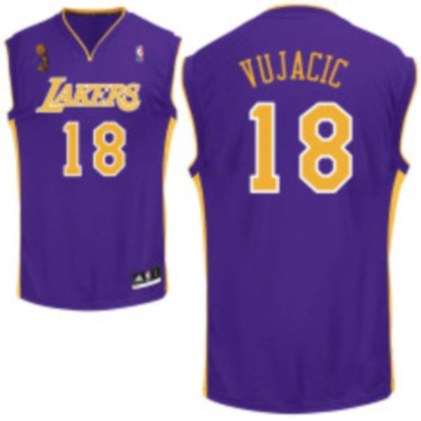 Los Angeles Lakers -18 Sasha Vujacic Stitched Purple Champion Patch NBA Jersey