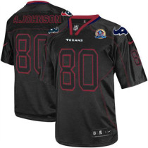 Nike Houston Texans #80 Andre Johnson Lights Out Black With Hall of Fame 50th Patch Men's Stitched N