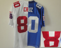 Nike New York Giants #80 Victor Cruz Blue White Men's Stitched NFL Autographed Elite Split Jersey