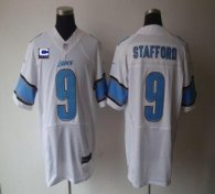 Nike Lions -9 Matthew Stafford White With C Patch Stitched NFL Elite Jersey