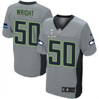 Seattle Seahawks Super Bowl XLVIII #50 Men‘s KJ Wright Elite Grey Shadow Jersey