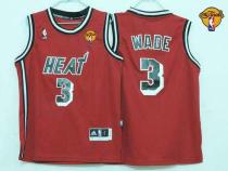 Miami Heat Finals Patch #3 Dwyane Wade Red Hardwood Classics Nights Stitched Youth NBA Jersey