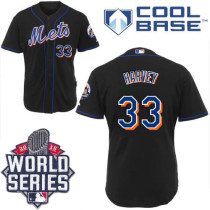 New York Mets -33 Matt Harvey Black Alternate Cool Base W 2015 World Series Patch Stitched MLB Jerse