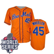 New York Mets -45 Zack Wheeler Orange Los New York Mets Cool Base W 2015 World Series Patch Stitched