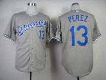 Kansas City Royals -13 Salvador Perez Grey Cool Base Stitched MLB Jersey