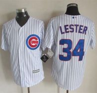 Chicago Cubs -34 Jon Lester White Strip New Cool Base Stitched MLB Jersey