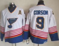 St Louis Blues -9 Shayne Corson White Light Blue CCM Throwback Stitched NHL Jersey