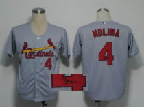 MLB St Louis Cardinals #4 Yadier Molina Stitched Grey Autographed Jersey